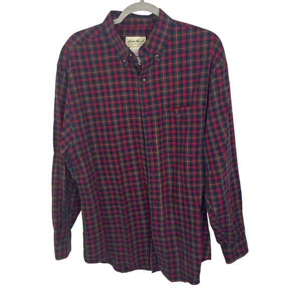 Eddie Bauer Other - Eddie Bauer Mens Regular Fit Plaid Long Sleeve Button Down Shirt Red Green L‎